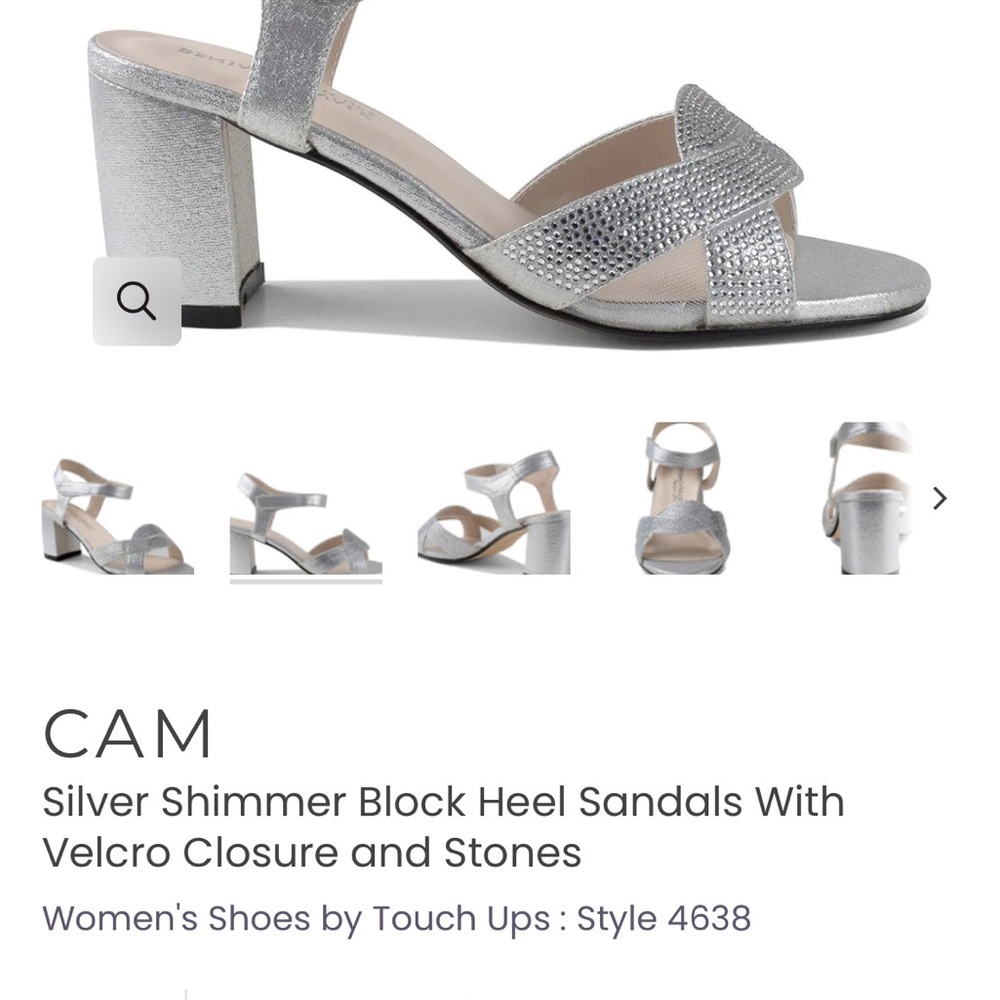 Touch Ups Glittering Silver Block Heel Sandals